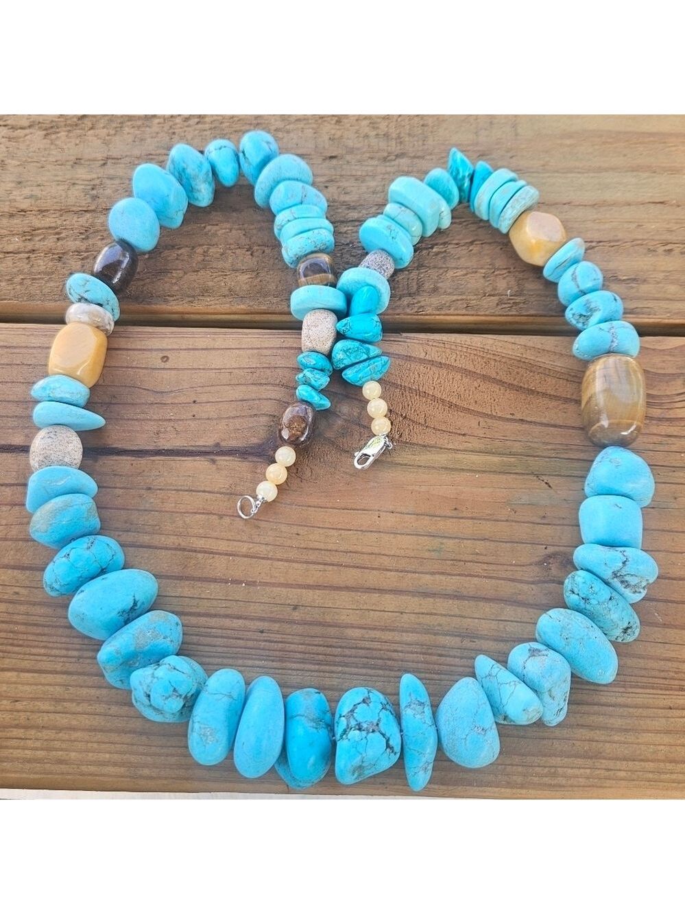 Sterling Silver Turquoise Jasper Chunky Necklace